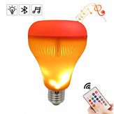 E27 18W RGBW Bluetooth-luidspreker Muziekspel LED-lamp met vlameffect + afstandsbediening AC220V