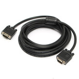 16,4FT / 5M 15-i-VHD VGA SVGA-mann til mannlig kabel svart ledning til PC-TV-skjerm
