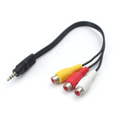 Câble audio vidéo mini AV mâle 3,5 mm vers femelle 3 RCA, adaptateur de câble jack stéréo