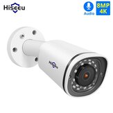 Hiseeu 4K 8MP POE IP-camera van metaal Waterdichte Audio CCTV-camera Kaartsleuf Bewegingsdetectie ONVIF H.265