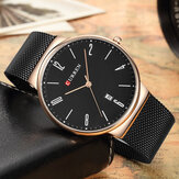 CURREN 8257 Reloj ultra fino de cuarzo ocasional Diseño Fecha Pantalla Reloj de acero inoxidable para hombres