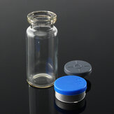 100 frascos de vidro transparente de 10 mL para armazenamento com tampas de alumínio azuis com fecho de pressão
