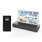 クリアガラス天気予報カラースクリーン温度計湿度計気象予報カレンダーワイヤレス屋内外デジタル温度湿度モニターアラーム時計