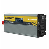 Inversor de corriente para automóvil Excellway 1000-6000 W (pico) 220V 60Hz DC 12V / 24V con pantalla LCD, dos salidas de CA, dos cargadores USB para automóvil para casa, laptop, camión