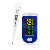 Finger-Clamp Pulse Oximeter Electric Body Thermometer Set Household Health Care Set for Christmas Elderly Man Women Gift