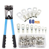 1 Set Battery Cable Copper Lug Crimping Tool HX-50B 10-1 AWG With 60Pcs Copper Ring Terminals 8 Sizes Cable Lugs Set