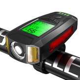 Schwarzes BIKIGHT 3-in-1 350LM COB-Fahrradlicht + USB-Hupe + Geschwindigkeitsmesser-LCD-Bildschirm Wasserdichte Fahrrad-Scheinwerfer mit Hupe
