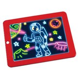 Tablette lumineuse de dessin 3D avec stylo pinceau pour création artistique en plastique pour enfants dans une boîte cadeau - rouge