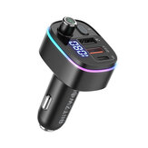 BlitzWolf® BW-BC2 bluetooth V5.0 Nadajnik FM 18 W PD + QC3.0 Ładowarka samochodowa USB 7 kolorów Podświetlany RGB Cyfrowy wyświetlacz LED Bezprzewodowy adapter radiowy Zestaw samochodowy HiFi Music Play z mikrofonem Połączenia bez użycia rąk
