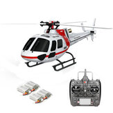 XK K123 6CH Fırçasız 3D6G Sistem FUTAB-A S-FHSS uyumlu AS350 Ölçekli RC Helikopter 4 Adet 3.7V 500MAH Lipo Pil ile