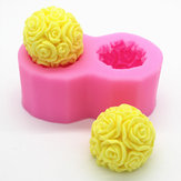 Elastyczne 3D Rose Flower Ball Mold Soft Mydło silikonowe świec podejmowania DIY formy 