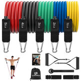 KALOAD 5 Pcs 150LBs Fitness Resistance Band Set Sport Pull Rope with Metal Foot Ring Handle Storage Bag Home Gym Exercise Bands
