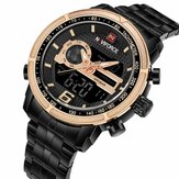 NAVIFORCE NF9119 Men Watch Luxury Dual Display Stainless Steel Strap Business Quartz Watch
