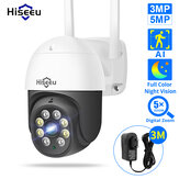 A câmera IP PTZ Hiseeu 3MP / 5MP ao ar livre oferece segurança com detecção humana AI H.265X Câmeras de vigilância WiFi sem fio iCsee P2P