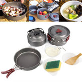 Portable Camping Picnic Flatware Set Nonstick Lightweight Pots Pan Teapot Set Hiking