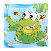 9pcs DIY Wooden Frog Jigsaw Puzzle Baby Kids Trainings Spielzeug 