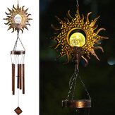 Dzwonki słoneczne zasilane energią słoneczną z lampką LED, ozdoba ogrodowa w stylu retro wykonana z metalu.
