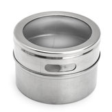 12Pcs Stainless Steel Spice Organizer Tin Storage Container Jar Clear Lid Kitchen