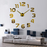 DIY3Dフレームレス壁掛け時計モダンミュートラージミラーサーフェスルームホームオフィスデコレーション