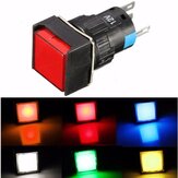 DC 12V 16mm Push Button Self-Reset Switch Square LED Light Momentary Switch