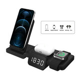 Bakeey 5 in 1 Caricabatterie wireless Dock station di ricarica rapida con orologio Display per iPhone 12 per AirPods iWatch 6