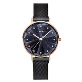 SINOBI 9793 Star Crystal Luxury Płatek Kształt Tarcza Kobiety Pełny Stalowy Zegarek Kwarcowy