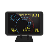 Velocímetro HUD de pantalla frontal multifunción para automóvil GPS DC5-24V Brújula Altitud Temperatura Humedad