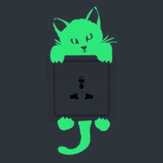 Gato Adesivo de interruptor criativo luminoso removível que brilha no escuro