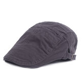 Mens Cotton Solid Berets Caps Buckle Adjustable Casual Outdoor Sunshade Forward Hat