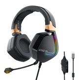 Fone de ouvido para jogos BlitzWolf® BW-GH2 Fone de ouvido para jogos de 7.1 canais 53mm USB com fio RGB Gamer headset com microfone para computador PC PS3/4