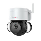 Камера безопасности для дома с беспроводной светильником SECTEC 2MP/5MP WIFI с автоматической умной подсветкой, цветовым ночным видением, класс защиты IP66 и двусторонним аудио. Работает с приложением Tuya.