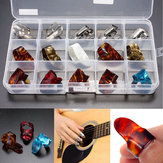 15 adet Çok Renkli Paslanmaz Çelik Selüloit Baş Parmak Gitar Plektrum Kılıfı ile
