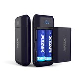 XTAR PB2 Rápido Telefone Inteligente Power Bank & Hidden LCD Display 18650 Bateria Carregador de 2 Sots Cabo USB