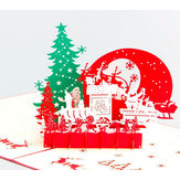 Boże Narodzenie 3D Pop Up Wesołych Świąt Kartkę z życzeniami Christmas Gifts Party Greeting Card 