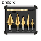 6 darab Drillpro Prémium Titánbevonatos HSS 4241 Lépésfúró Szett a Pro-Drills Variety Packtől (1/8