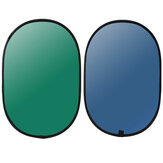 3x5FT 2 σε 1 Μπλε Πράσινο Υπόβαθρο Πίνακας Φόντου Popup Αντιστρέψιμη Αναδιπλούμενη Οθόνη
