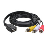 1,5 m USB Female naar 3 RCA Male-audiokabel Female naar Male AV-kabel Connectorsnoer