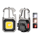 Mini COB-LED-Taschenlampe Schlüsselanhänger mit Schraubendreher, Notfallschlüssel, Hammer, tragbare Arbeitsleuchte, Taschenlampe für Outdoor-Camping
