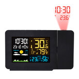 FanJu FJ3391 Multifunkcyjna stacja pogodowa Zegar projekcyjny Ekran kolorowy Czas Temperatura Prognoza pogody Wilgotność Kalendarz Podwójny budzik Cyfrowy zegar z bezprzewodowym czujnikiem