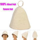 Branco 100% lã feltro Sauna Hat Cabeça de cabelo Proteja forma Steam Room Superaquecimento