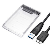 2,5 polegadas 5Gbps USB 3.0 para SATA Disco rígido rígido HDD SSD transparente Caso para disco rígido de 7-9,5 mm