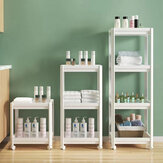 Mehrschichtiger Mobiler Kunststoff Badezimmerregal mit Ablagefach Rädern fahrbar Platz sparen Organizer.