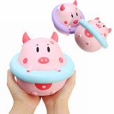 YunXin Squishyジャンボピギー16cm豚が救命ブイを身に着けている、ゆっくり上昇する可愛いコレクションギフトデコレーショントイ
