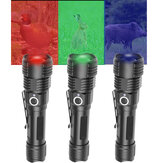 4x XPE 200LM USB recarregável Zoomable LED Lanterna tática 4 cores em 1 tocha de caça de luz de acampamento de emergência