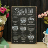 Folha do menu de café, desenho de chapa metálica, pintura em metal, café em lata, placa de parede da taverna, pôster do café