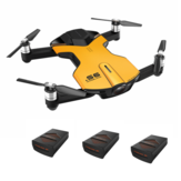 Wingsland S6 WiFi FPV con cámara 4K UHD, evasión completa de obstáculos, dron de bolsillo amarillo para selfies con tres baterías