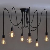 E27 1/2/3/4/5/6/7/8 Heads 1.2M Ethereal Glow Shade Ceiling Chandelier Light Black Wire Pendant Hanging Lampholder 110V-220V
