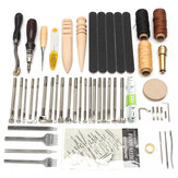 Kit de 59 ferramentas de artesanato em couro para costura/carimbo à mão