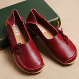 Sapatos Planos Couro Casual Respirável Loafers Lace-Up Confortável Macio Feminino Tamanho dos EUA 5-13