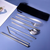 Ensemble de coutellerie en acier inoxydable 304 plaqué titane de 9 pièces: couteau, fourchette, cuillère, baguettes, paille
